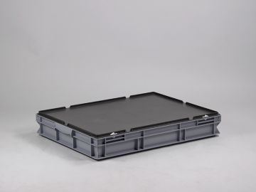 Caja apilable 800x600x120 mm, 45 L con tapa gris
