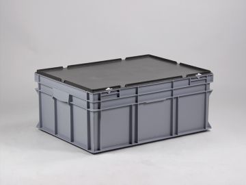 Caja apilable 800x600x340 mm, 134 L con tapa gris