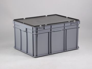 Caja apilable 800x600x440 mm, 175 L con tapa gris