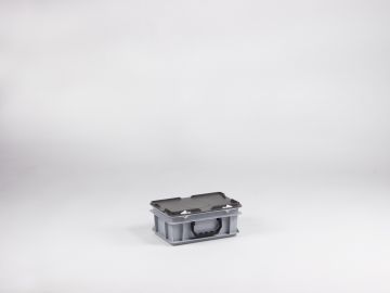 Maleta apilable 5L 300x200x135 mm, tapa bisagras cierres con asa gris