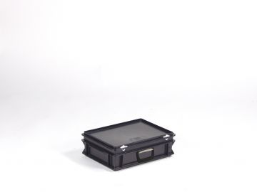 Maleta E-line 10 L ESD 400x300x135 mm, tapa bisagras cierres c asa negro