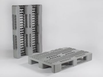 Palet aplicaciones higiénicas H1 1200x800x160 mm patines abierto gris