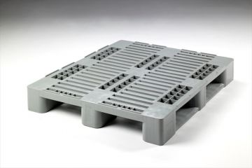 Palet de plastico 1200x1000x160 mm 3 patines abierto gris