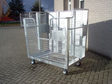 Wire gauze container 2000 L 1665x1074x1640 mm on 4 wheels