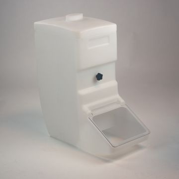 Caja dispensadora 65 l., blanca con tapa batiente transparente