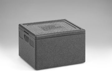 Caja isotérmica em EPP, 525x430x345 mm, 48 L, c tapa, gris oscuro