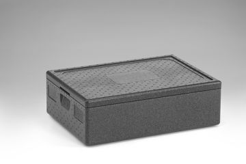 Caja isotérmica em EPP, 685x485x220 mm, 42 L, c tapa, gris oscuro