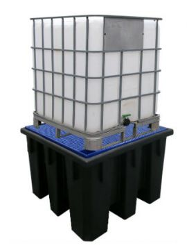 Cubeta de retencíon 1380x1280x1000 mm, 1100 L<br>Rejilla en plastico