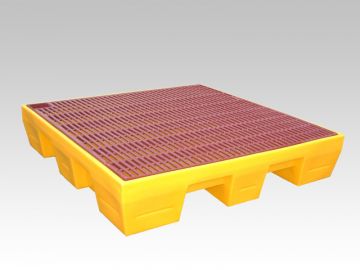 Cubeta de retención 220 L 1250x1250x240 mm amarillo<br>Rejilla en plastico