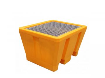 Retention bin 925x755x555 mm 225 liters, yellow with galvanised steel grid