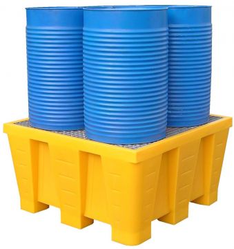 Retention bin 1290x1290x705 mm 880 liters yellow witht galvanised grid