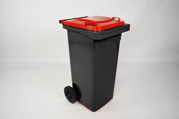 Contenedor 120 L, 2 ruedas, gris oscuro/ rojo
