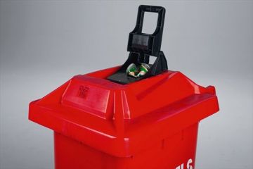 Contenedor 240 L 2 ruedas con compactador de latas, rojo