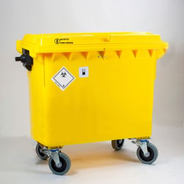 4-wheelcontainer 660 L hospital UN colour yellow
