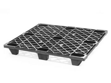 Palet encajable 1200x1000x135 mm 9 apoyos, piso abierto negro reciclado