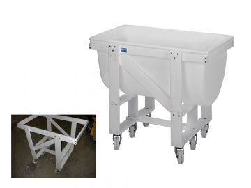 Plastic carrier for mixing bin 210 L with 6 inox wheels colour white