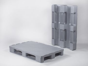 Palet higiénica 1200x800x1500 3 patines piso cerrado con reborde gris