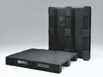 Palet higiénica 1200x1000x160 mm, hdpe reciclado, negro