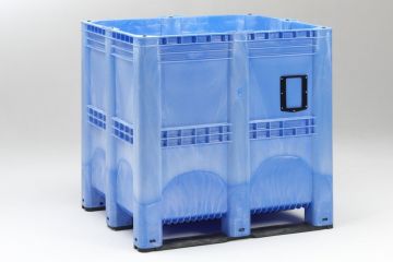 Caja-palet 1400 L, 1300x1150x1250 mm, cerrada, 3 patines, azul