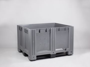 Caja-palet 610 L, 1200x1000x760 mm, cerrada, 3 patines, gris