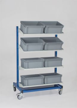 Estanteria con ruedas con 16 cajas 400 x 300 x 170 mm