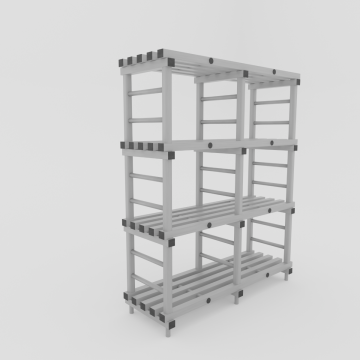 Hygienic plastic storage rack, 2000x500x1820 mm, with 4 shelves, grey