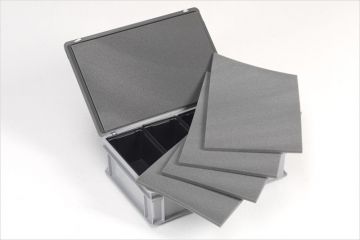 Conj. espumas para tapa y fondo de caja, 255x155x5mm, gris