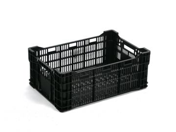 Caja apilable, 600x400x240/218 mm perforada negro