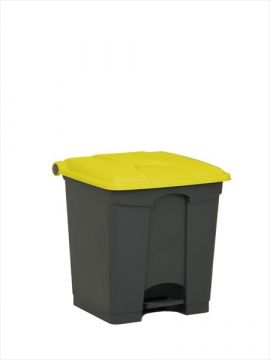 Contenedor com pedal 30 L 400x400x435 gris c tapa amarillo