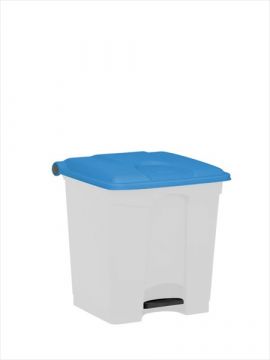 Contenedor com pedal 30 L 400x400x435 blanco c tapa azul