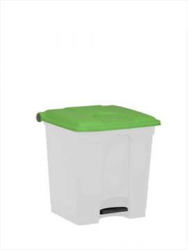 Contenedor com pedal 30 L 400x400x435 blanco c tapa verde
