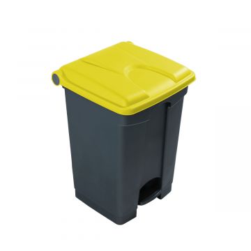 Contenedor com pedal 45 L 400x400x600 gris c tapa amarillo