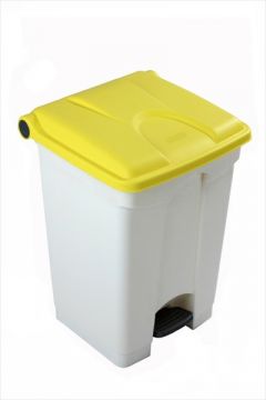 Contenedor com pedal 45 L 400x400x600 blanco c tapa amarillo