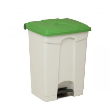 Contenedor com pedal 70 L 500x410x670 blanco c tapa verde