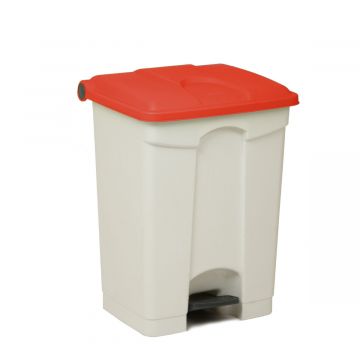 Contenedor com pedal 70 L 500x410x670 blanco c tapa rojo