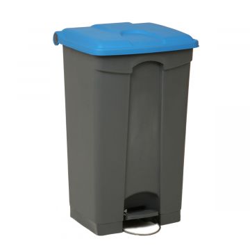 Contenedor com pedal 90 L 500x410x670 gris c tapa azul