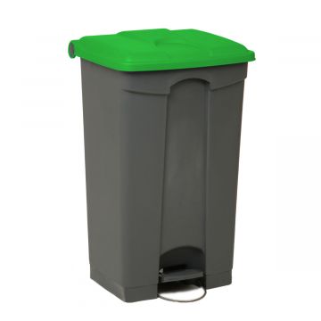 Contenedor com pedal 90 L 500x410x670 gris c tapa verde