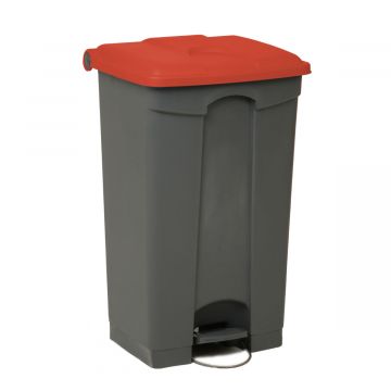 Contenedor com pedal 90 L 500x410x670 gris c tapa rojo