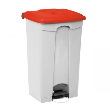 Contenedor com pedal 90 L 500x410x670 blanco c tapa rojo