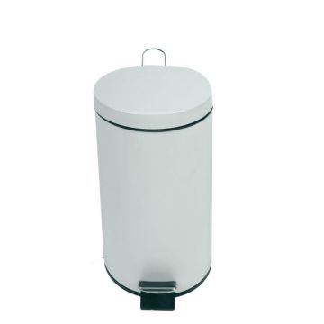 Balde de acero con pedal, 20 lt, ø 292x445 mm, blanco