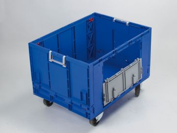 Caja plegable con puerta y ruedas 800x600x585 mm