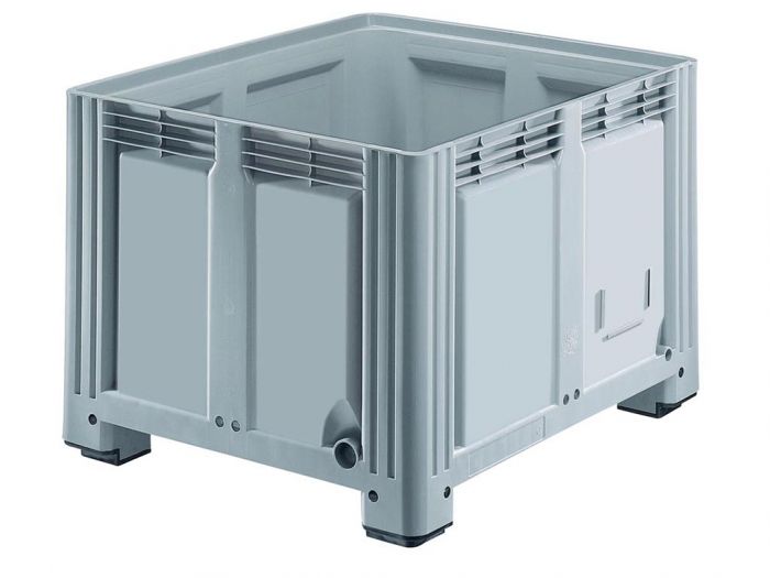 Palletbox 760 liter, 1200x1000x850 mm, 4 poten lichtgrijs