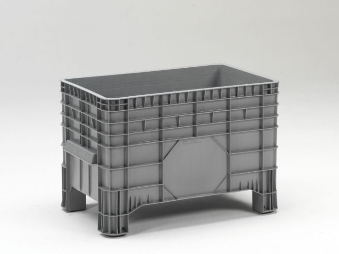Caja-palet c 4 apoyos, 1040x640x670 mm, 285 L, cerrada, gris claro
