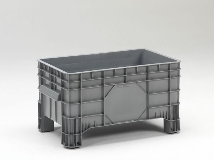 Caja de gran volumen 200 l., 1040x640x550, 4 apoyos, cerrada, gris