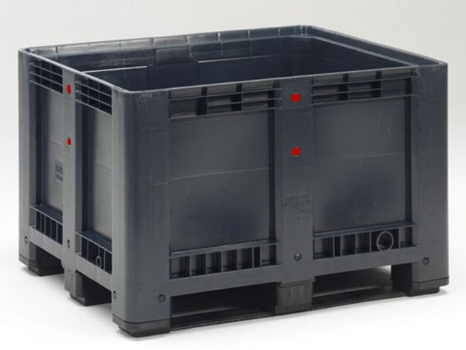 Caja-palet 610 L, 1200x1000x790 mm 3 patines reciclado