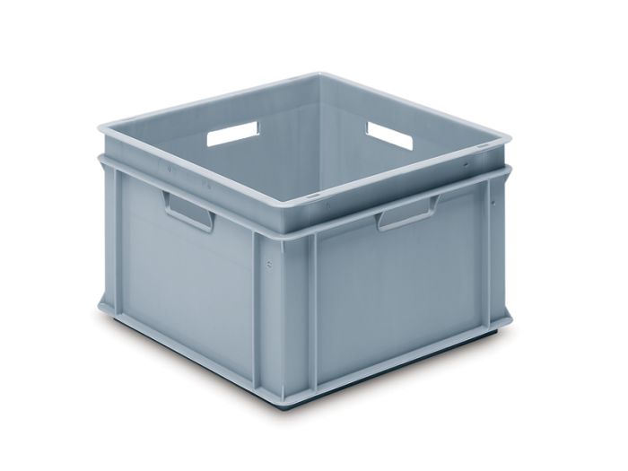 Caja apilable cuadrado, 35 litros, 400x400x270 mm con 4 asas
