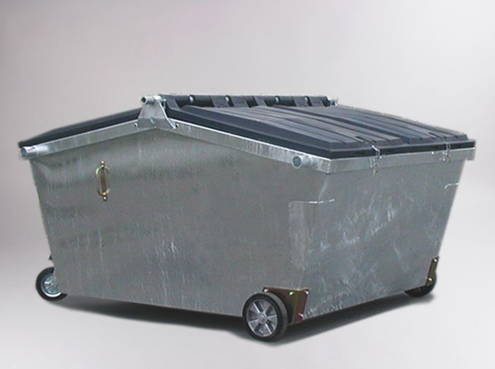 Rear Loader, 2250x1700x1490 mm, 3000 l. galvanised, 4 wheels