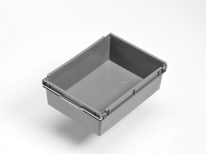 Caja encajable sobre barras abatibles 12L, 400x300x131 mm, gris