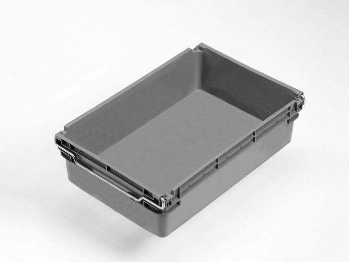 Caja encajable sobre barras abatibles 30L, 600x400x163 mm, gris