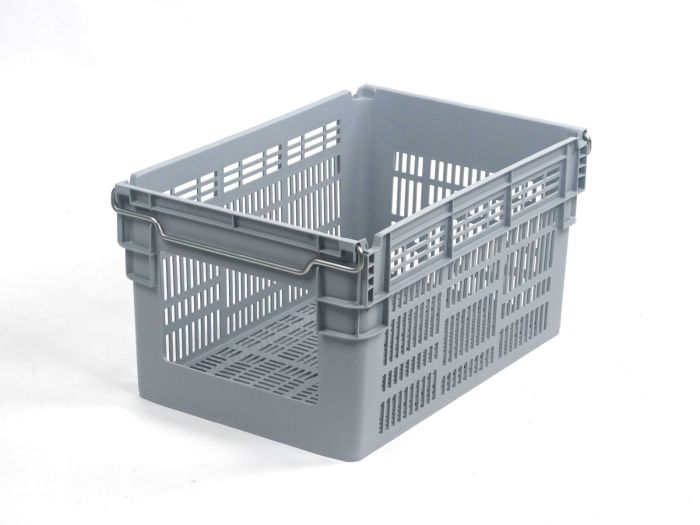 Orderpicking crate 60L, 600x400x310 mm, perforated grey